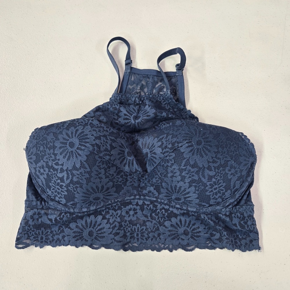 Victoria Secret PINK Women Bra Medium Blue Lace Pullover Bralette